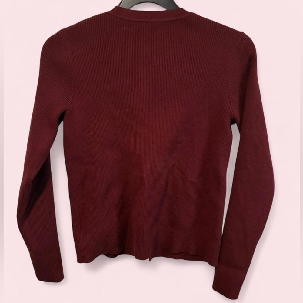 NWT Commense Burgundy Ribbed Gold Button Cardigan - Size XL - Picture 5 of 5